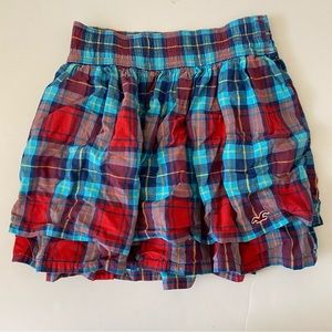 Hollister Blue Red Plaid Mini Skirt Size M